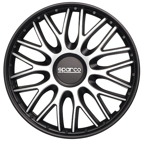 Enjoliveurs 15 pouces Sparco ROMA Argent / Noir - les 4