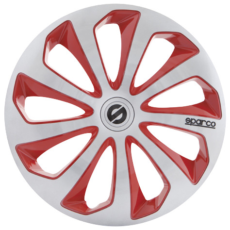 Enjoliveurs 16 pouces Sparco SICILIA Argent / Rouge - les 4