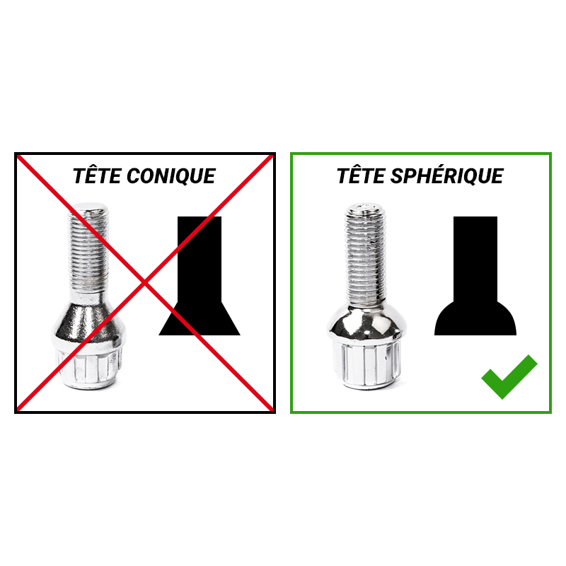 Boulon de roue chromé M14x1.5x40mm, avant ou arrière 8/1967-7/1970 ou avant  plus long pour jantes aluminium 5/1979-7/1992