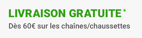 Livraison gratuite * dès 60€ sur les chaînes à neige et chaussettes Livraison gratuite * dès 60€ sur les chaînes à neige et chaussettes
