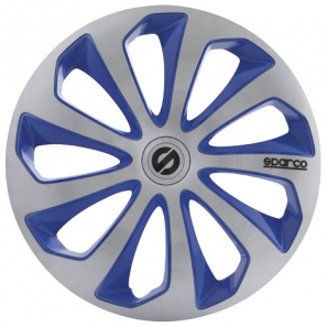 Enjoliveurs 16 pouces Sparco SICILIA Argent / Bleu - les 4