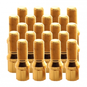Boulons de roue conique RACING JB1 M12x1,5 L.27mm - Or - lot de 20 + 1 adaptateur - Japan Racing