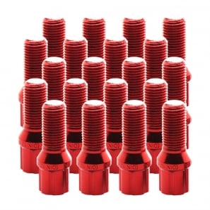 Boulons de roue conique RACING JB1 M14x1,5 L.27mm - Rouge - lot de 20 + 1 adaptateur - Japan Racing