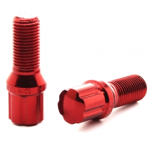 Boulons de roue conique RACING JB1 M14x1,5 L.27mm - Rouge - lot de 20 + 1 adaptateur - Japan Racing