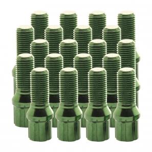 Boulons de roue conique RACING JB1 M12x1,5 L.27mm - Vert - lot de 20 + 1 adaptateur - Japan Racing
