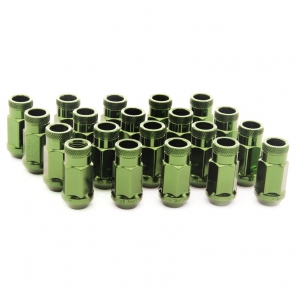 Écrous de roue Forgés conique ouvert RACING JN1 M12x1,5 H.45mm - Vert - lot de 20 + 1 adaptateur - Japan Racing