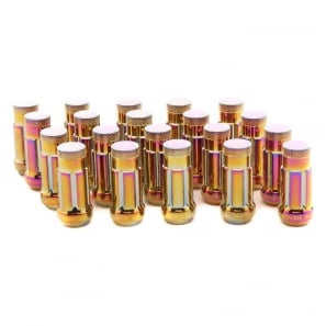 Écrous de roue Forgés conique fermé RACING JN3 M12x1,5 H.45mm - Look Titane - lot de 20 + 1 adaptateur - Japan Racing